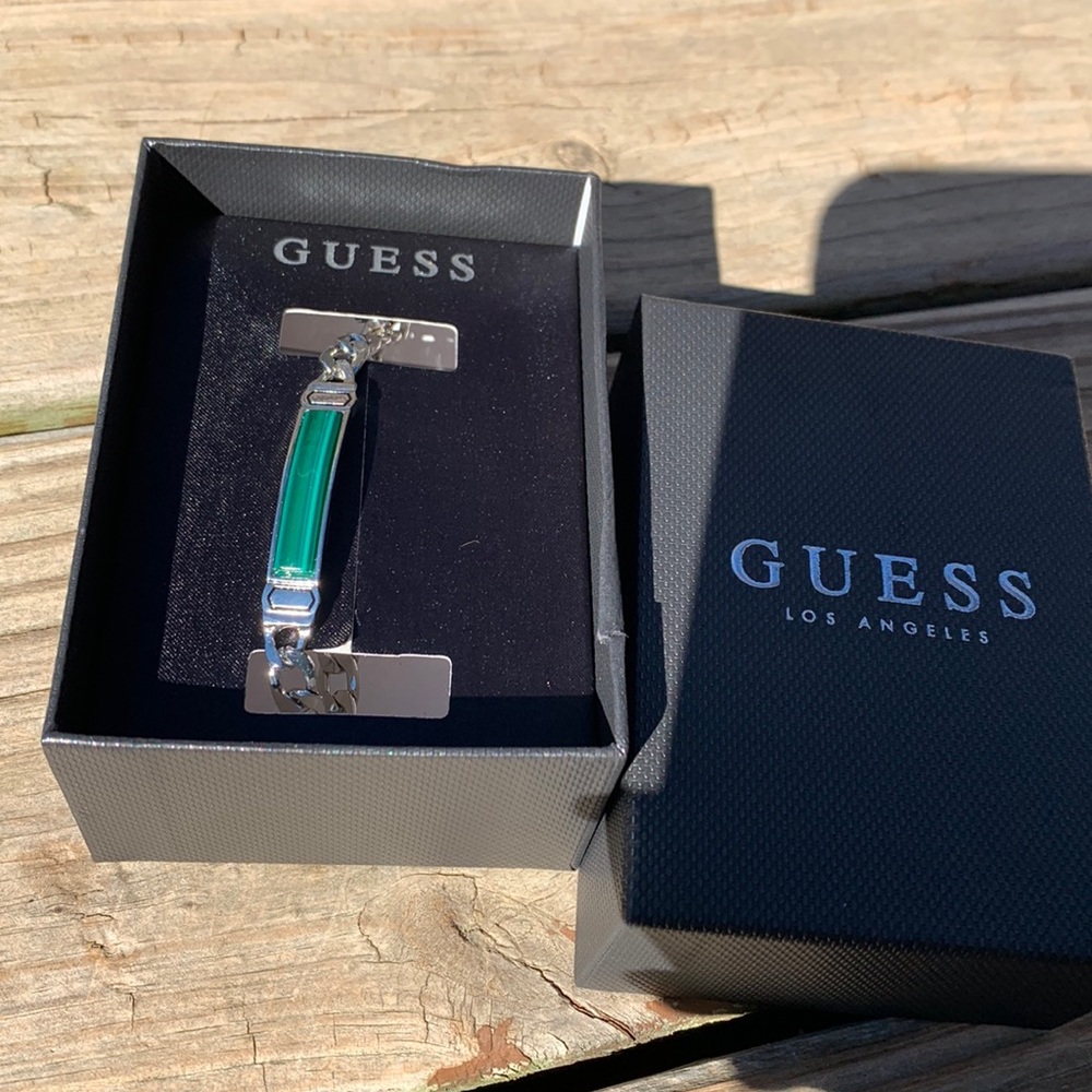 guess chain bracelet green bangle new in gift box 🎁
